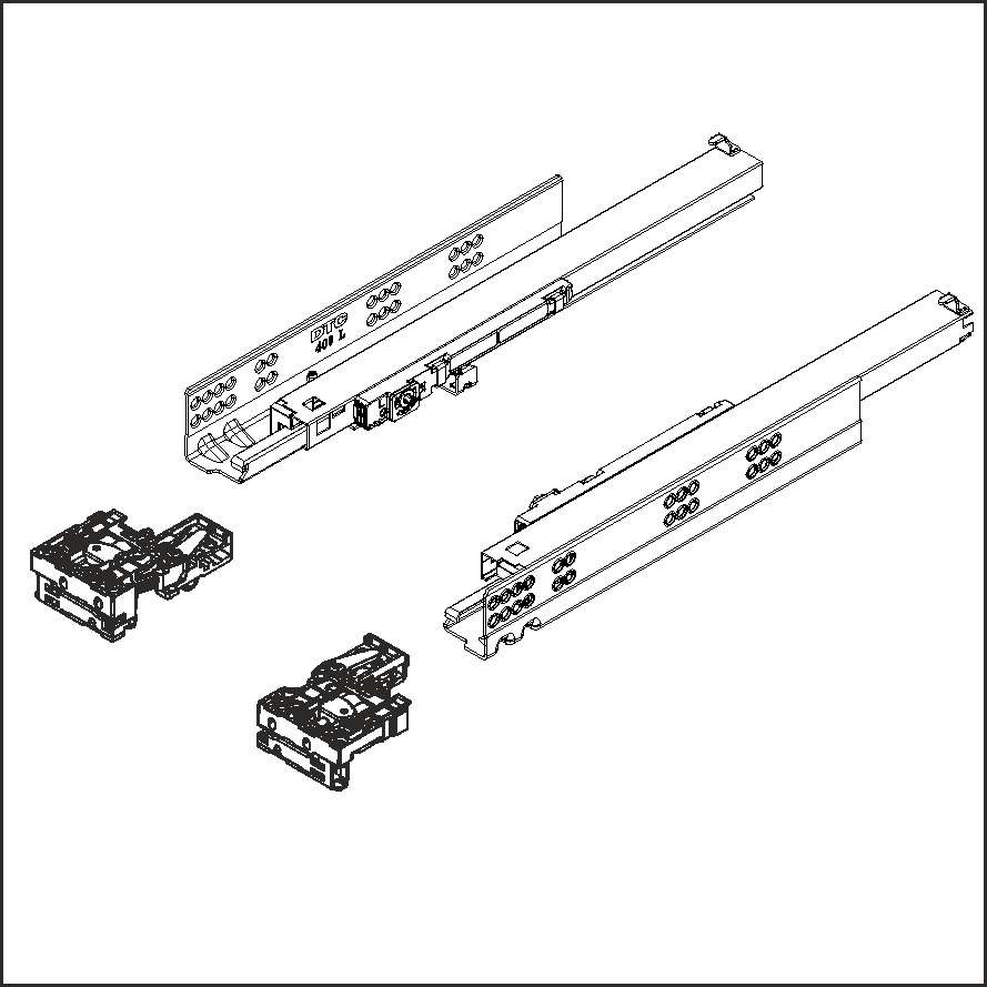 Направляющие 450мм 35кг ПВ скр. монт зам 3D Push с регул.  зазора DTC  (DS10450GX+ODSD04-A) 