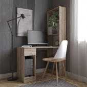 Компьютерный Стол-стеллаж "Удачный", Дуб Крафт Серый уп.1/1, уп. 1/2