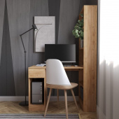 Компьютерный Стол-стеллаж "Удачный", Дуб Крафт Золотой уп.1/1, уп. 1/2